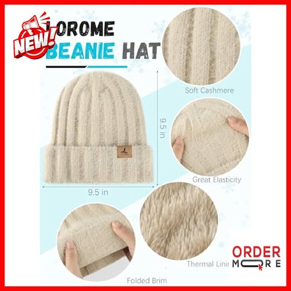 Fleece-Lined Cashmere Winter Hat Scarf Gloves Touchscreen Set main image 7